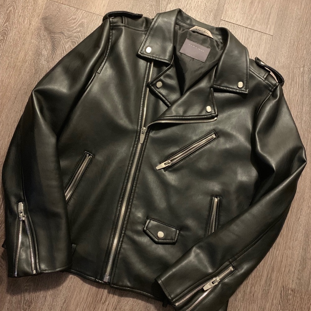 Black faux leather jacket